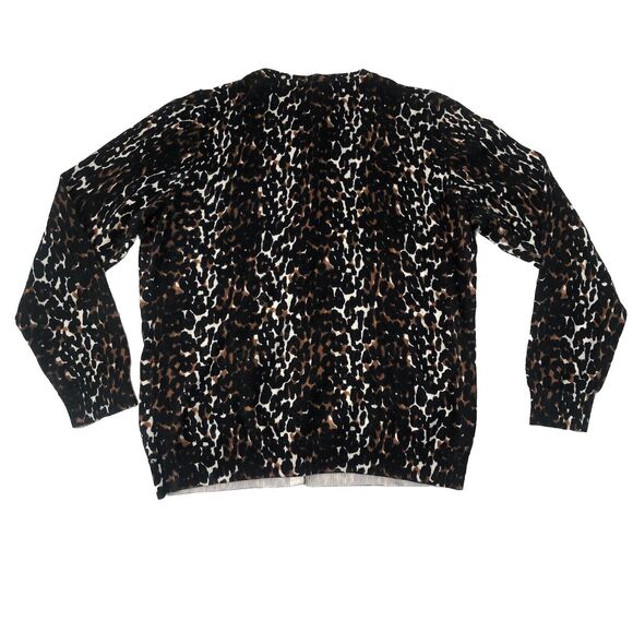 Talbots Petites Medium Womens Long Sleeve Cardigan Sweater Leopard Print - Picture 2 of 8